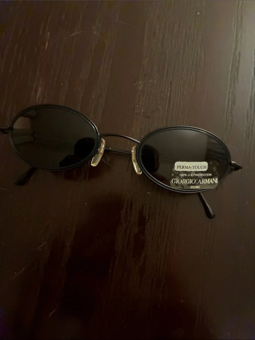 Rare vintage giorgio  Armani Men's Black Oval Metal Sunglasses